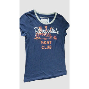 Aeropostale Boat Club T-Shirt Women's XL Embroidered Y2K Graphic Navy Nautical